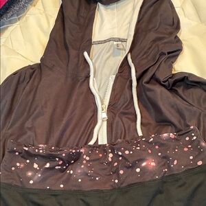 Pixie Lady Black Hooded Zip with Pink Speckle Detail With Matching Leggings